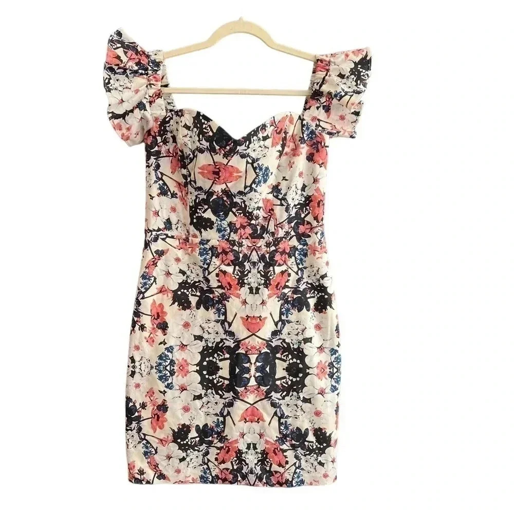 NWT Parker Savina Dress Off the shoulder Floral Mini Sz Large - Picture 4 of 12